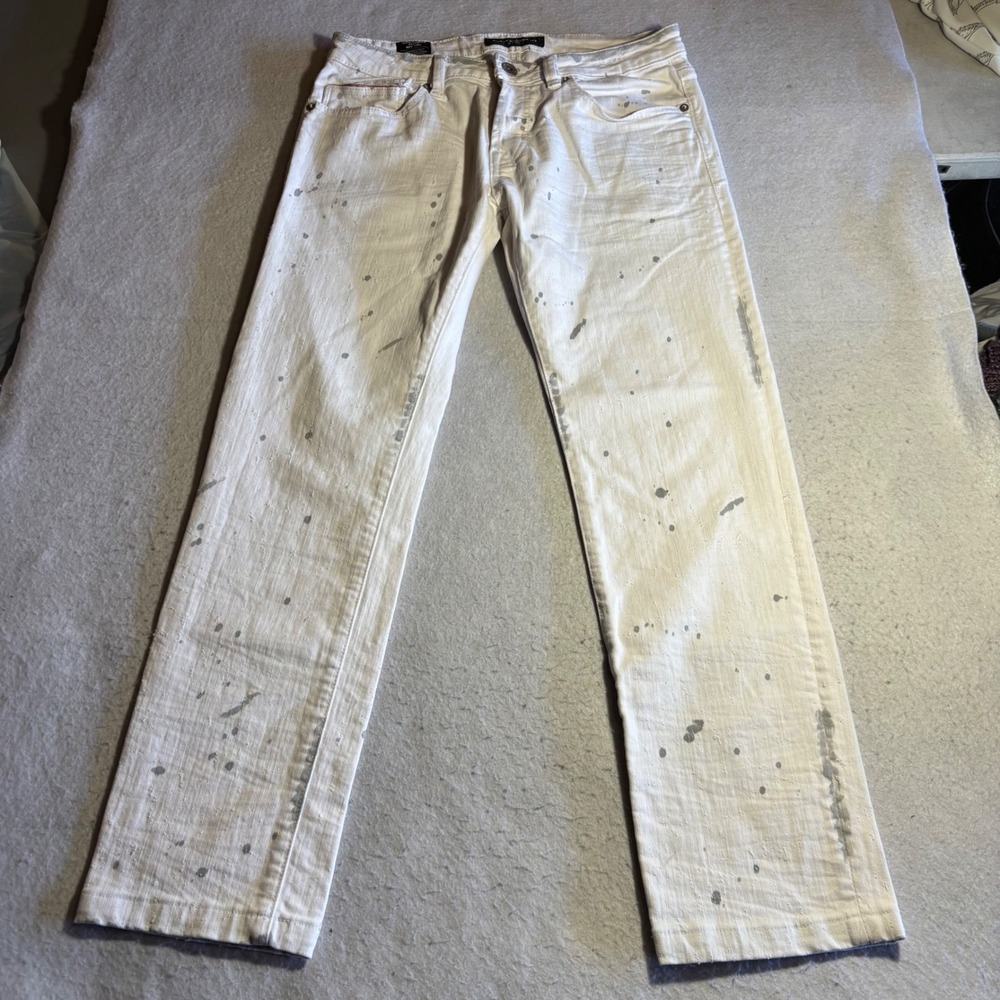 Cult of Individuality Greaser Straight White Paint Splatter Jeans 30x30‎